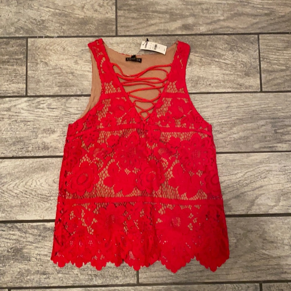 NWT Express hot pink lace top XS
